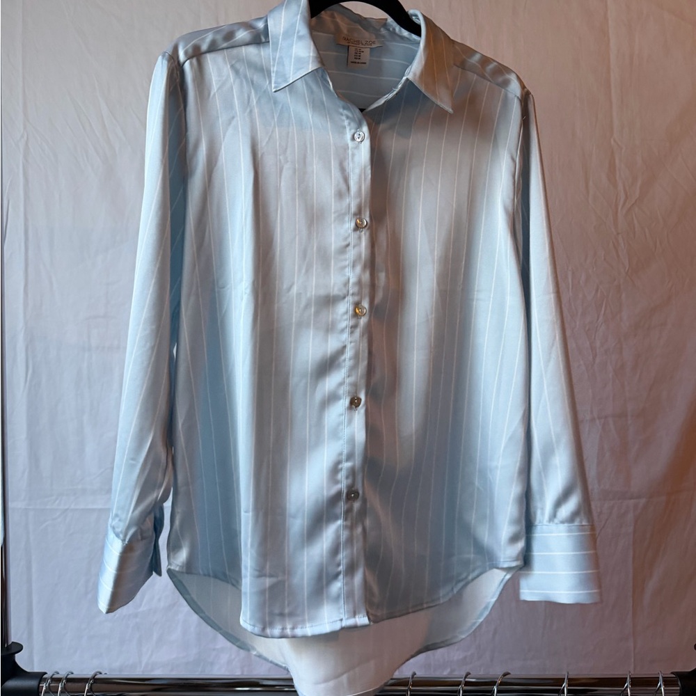 Women’s Light Blue Stripe Button-Up Shirt
